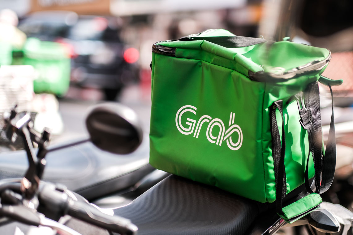 GrabFood Backpack On Motorbike